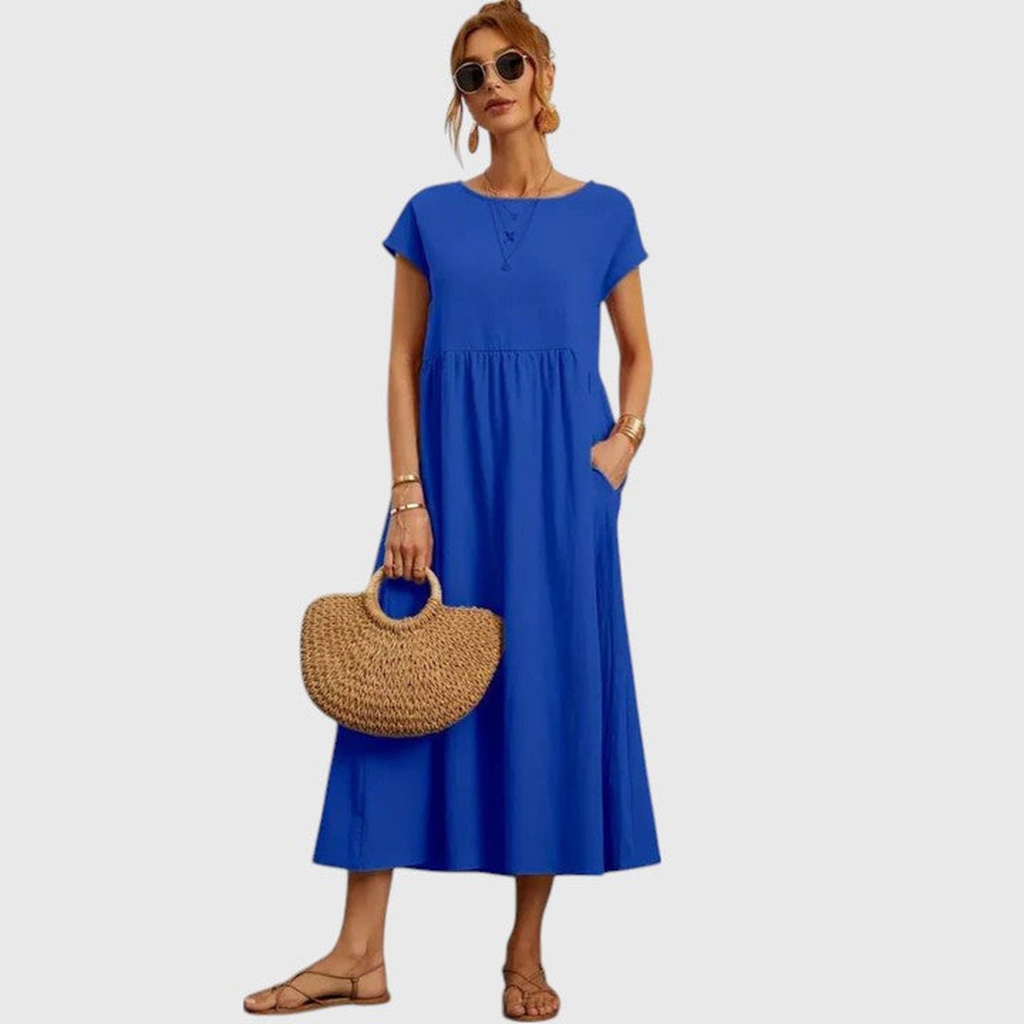 Daphne | Comfortable Midi Dress - Blue