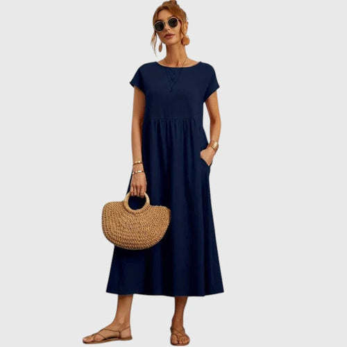 Daphne | Comfortable Midi Dress - Dark Blue