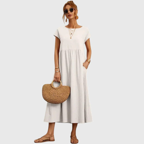 Daphne | Comfortable Midi Dress - White