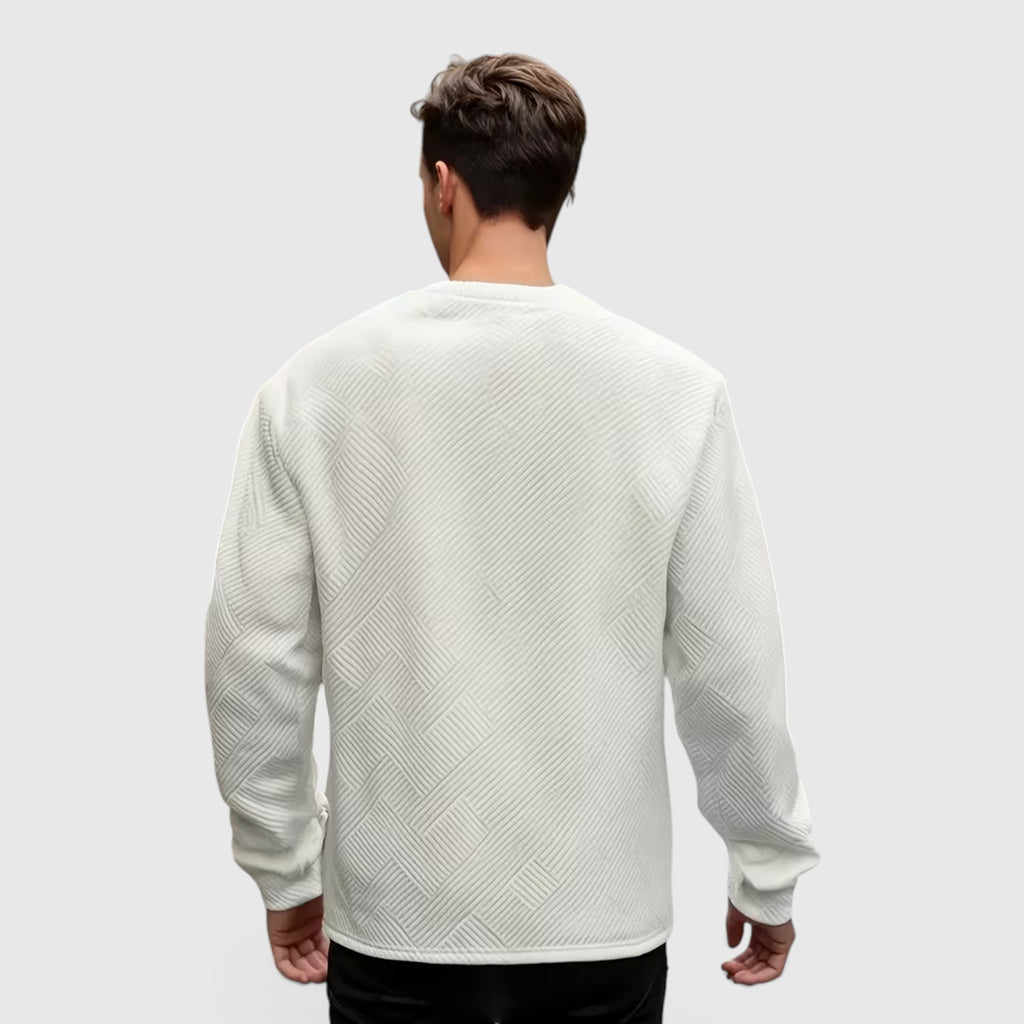 Nathan | Men's Casual Jacquard Sweatshirt – Long Sleeve Crew Neck Sweater