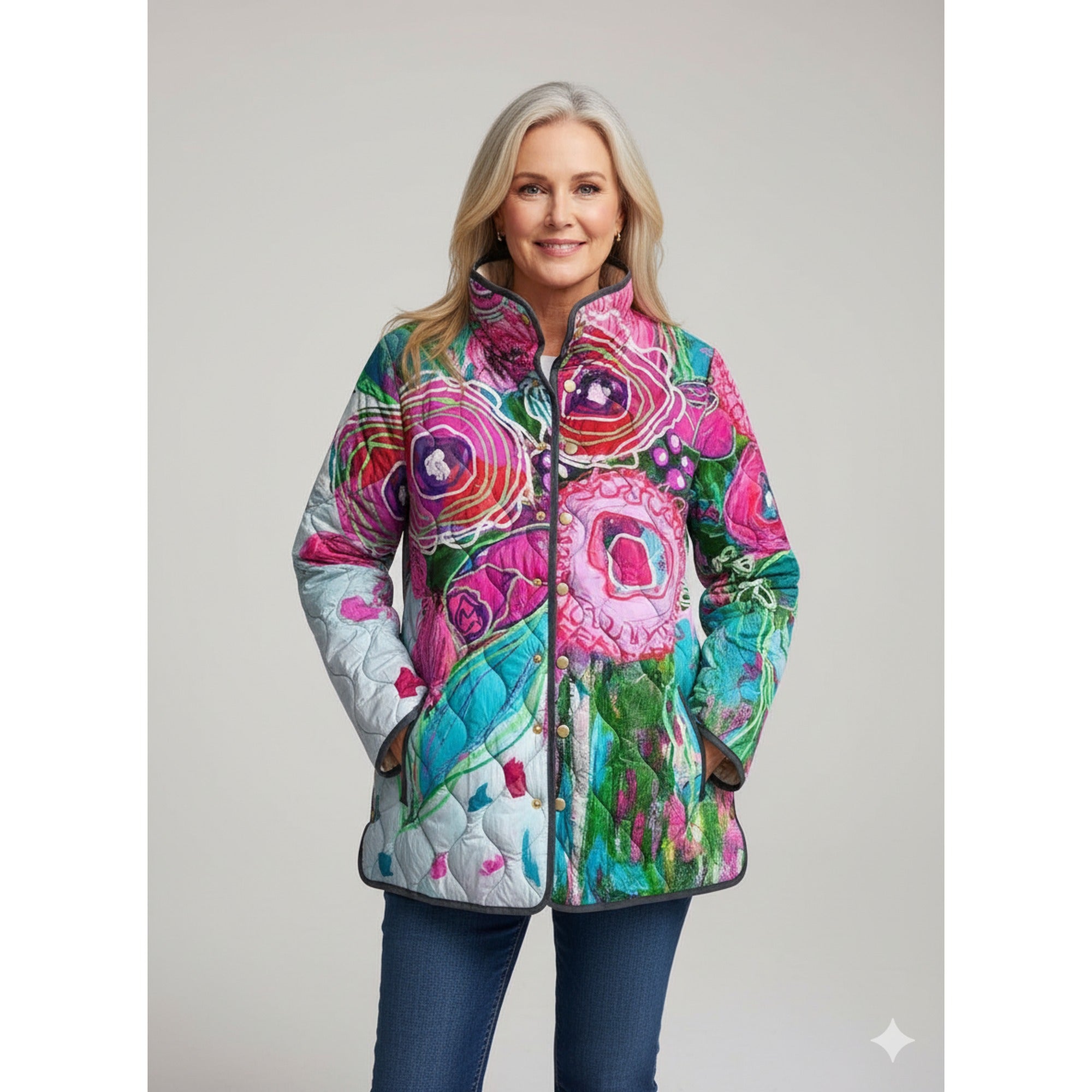 Nicole | Floral Patterned Elegant Jacket - Multicolor
