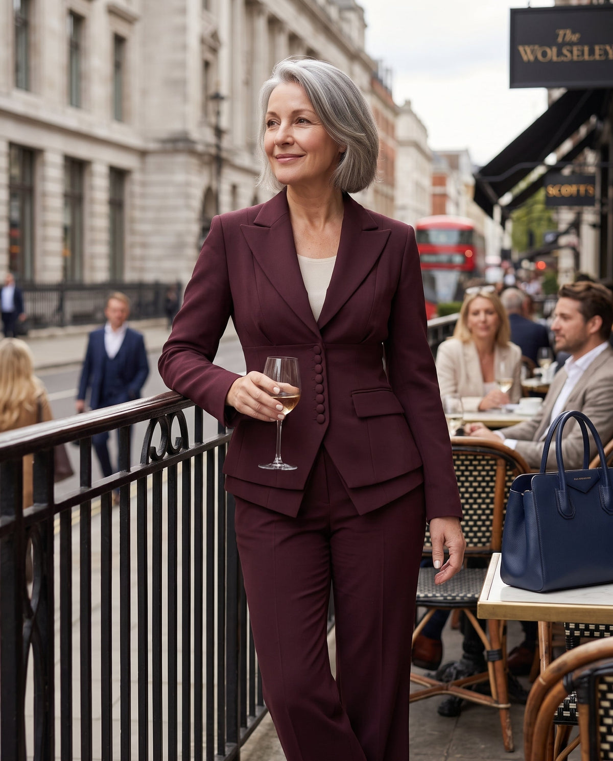 Women's Wide Leg Trousers and Blazer Suit Set