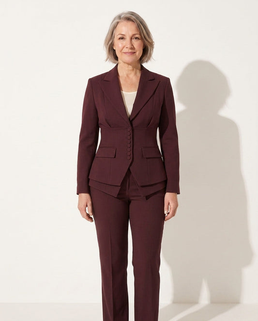 Women's Wide Leg Trousers and Blazer Suit Set