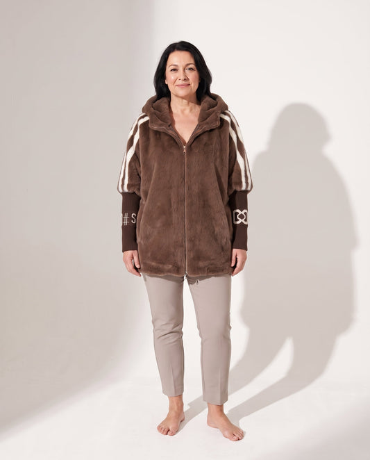 Women's Black Faux Fur Hood Puffer Coat – Plus Size Winter Coat