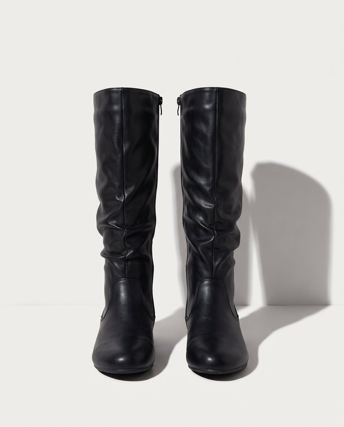 Women's Knee High Slouchy Boots – Black Flat Heel Boots