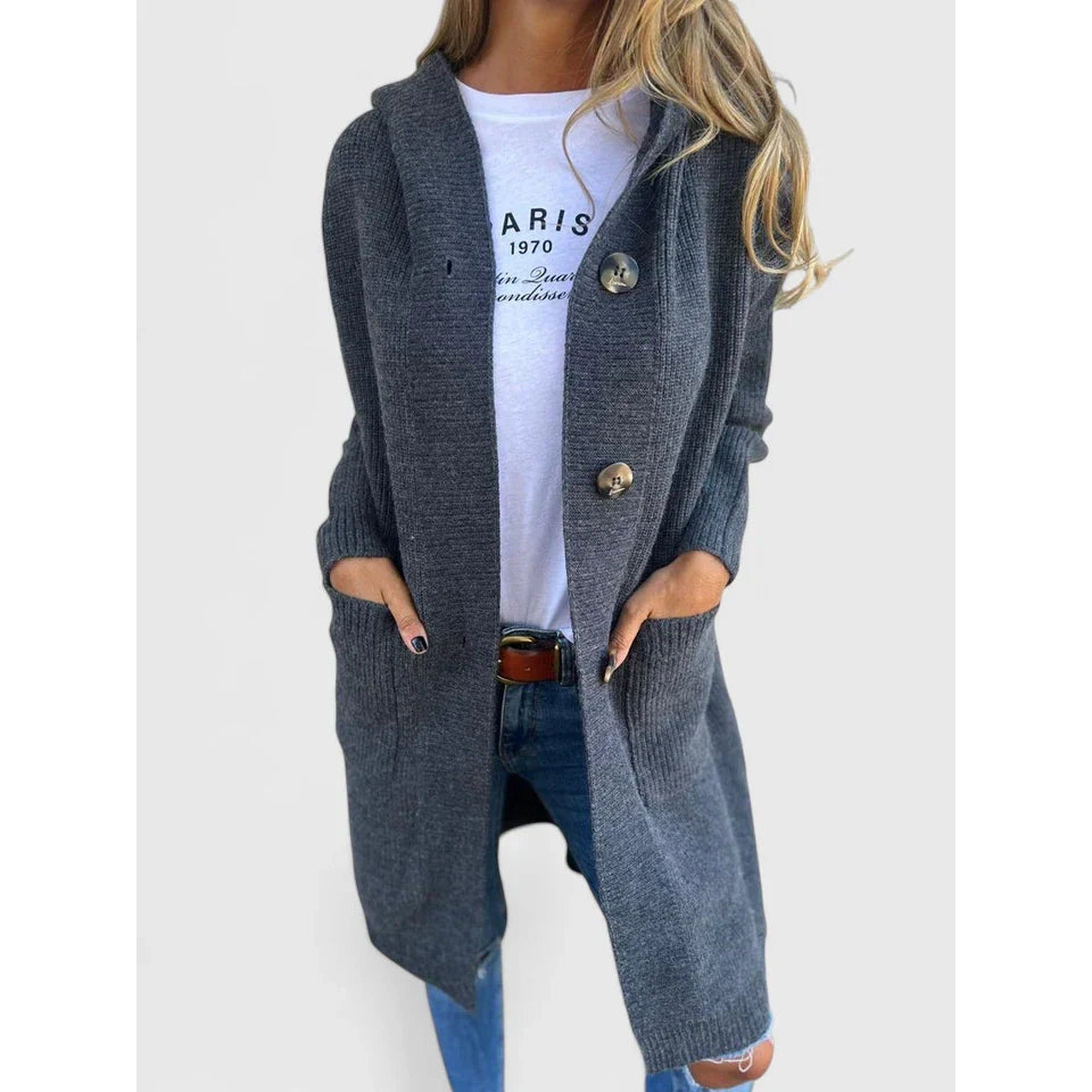 Josephine | Comfortable Cardigan - Gray
