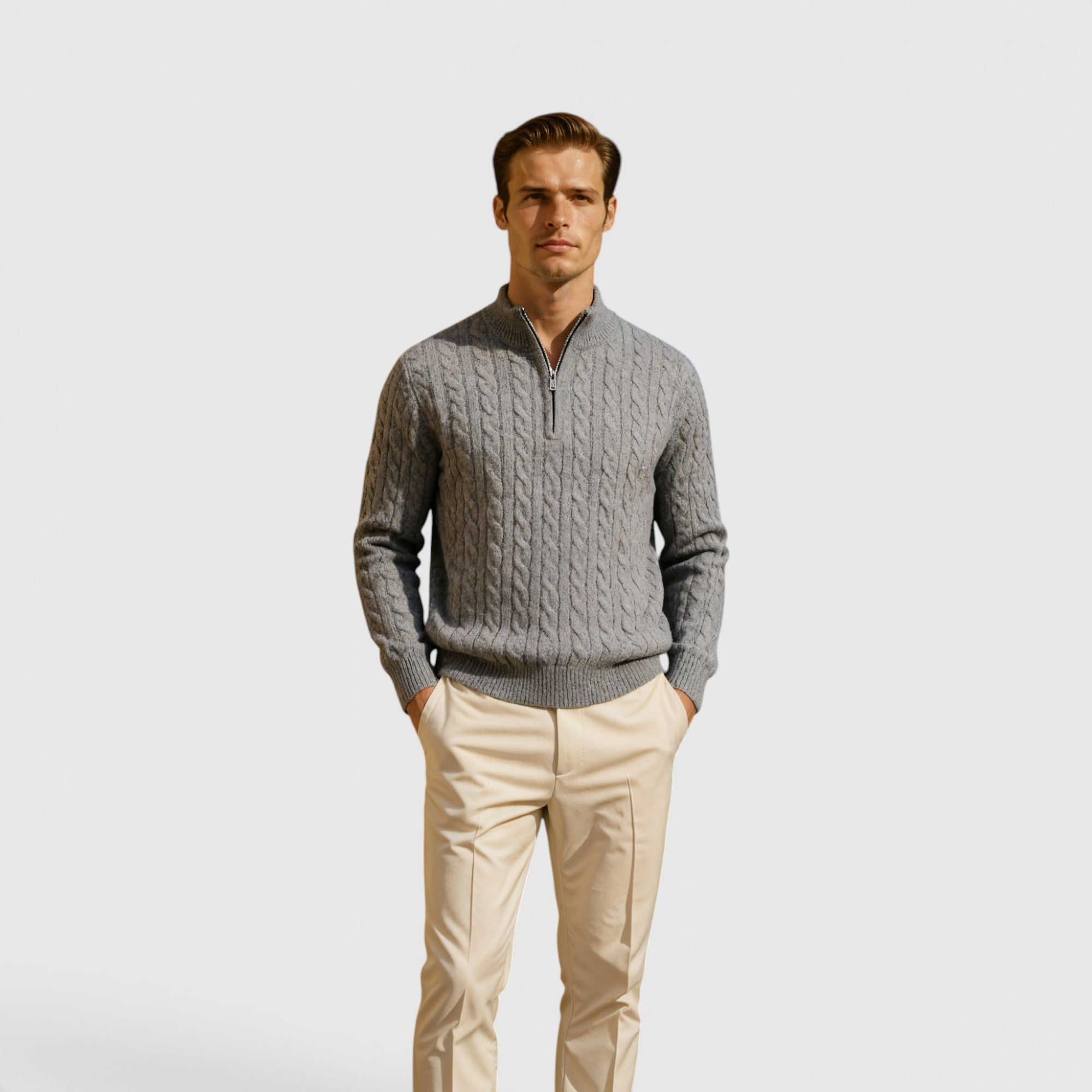 Ellmont London | Men's Premium Cashmere Half Zip Pullover Warm Knit Sweater
