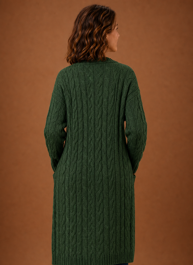 Esme | Cable Knit Cardigan for Women - Hooded Long