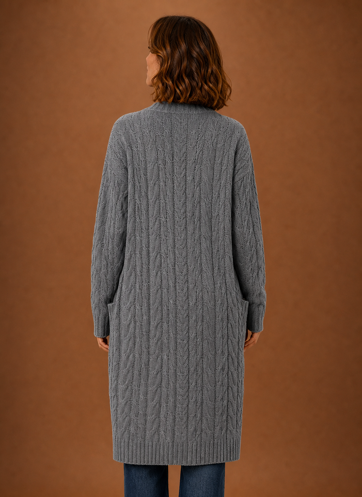 Esme | Cable Knit Cardigan for Women - Hooded Long