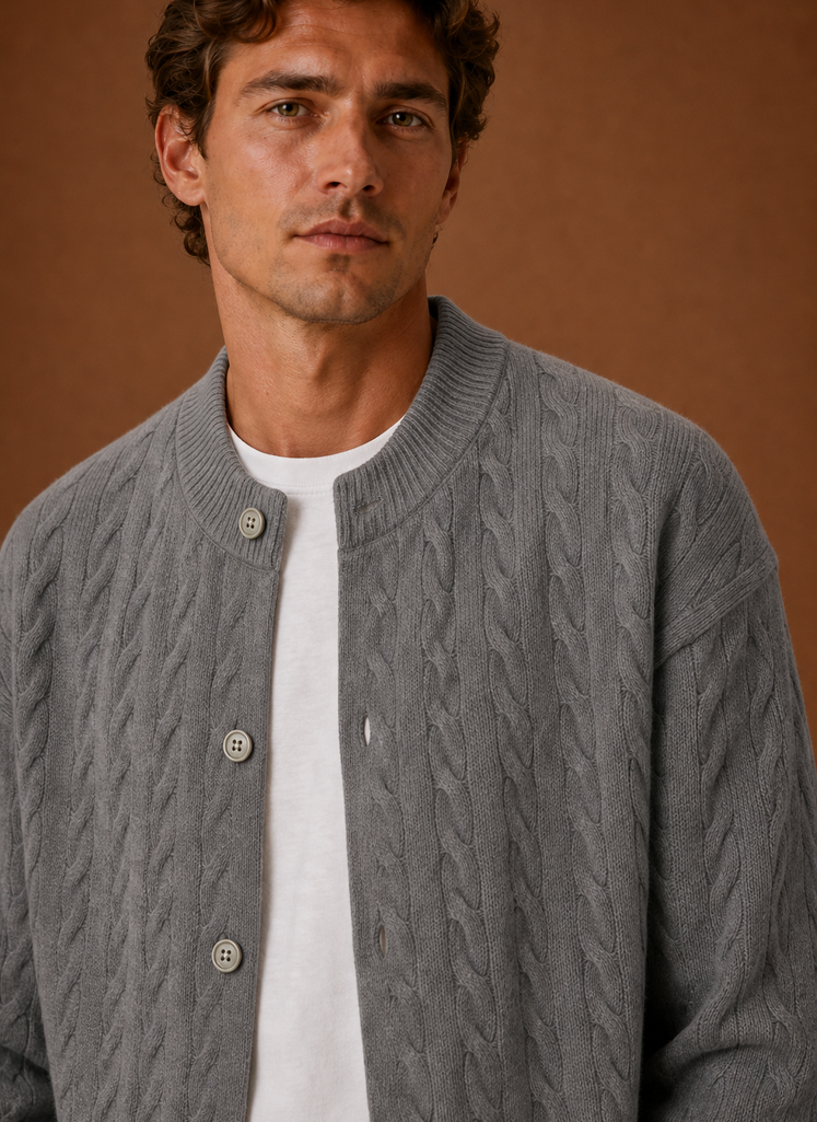 Logan | Men's Cable Knit Cardigan - Button Front Sweater