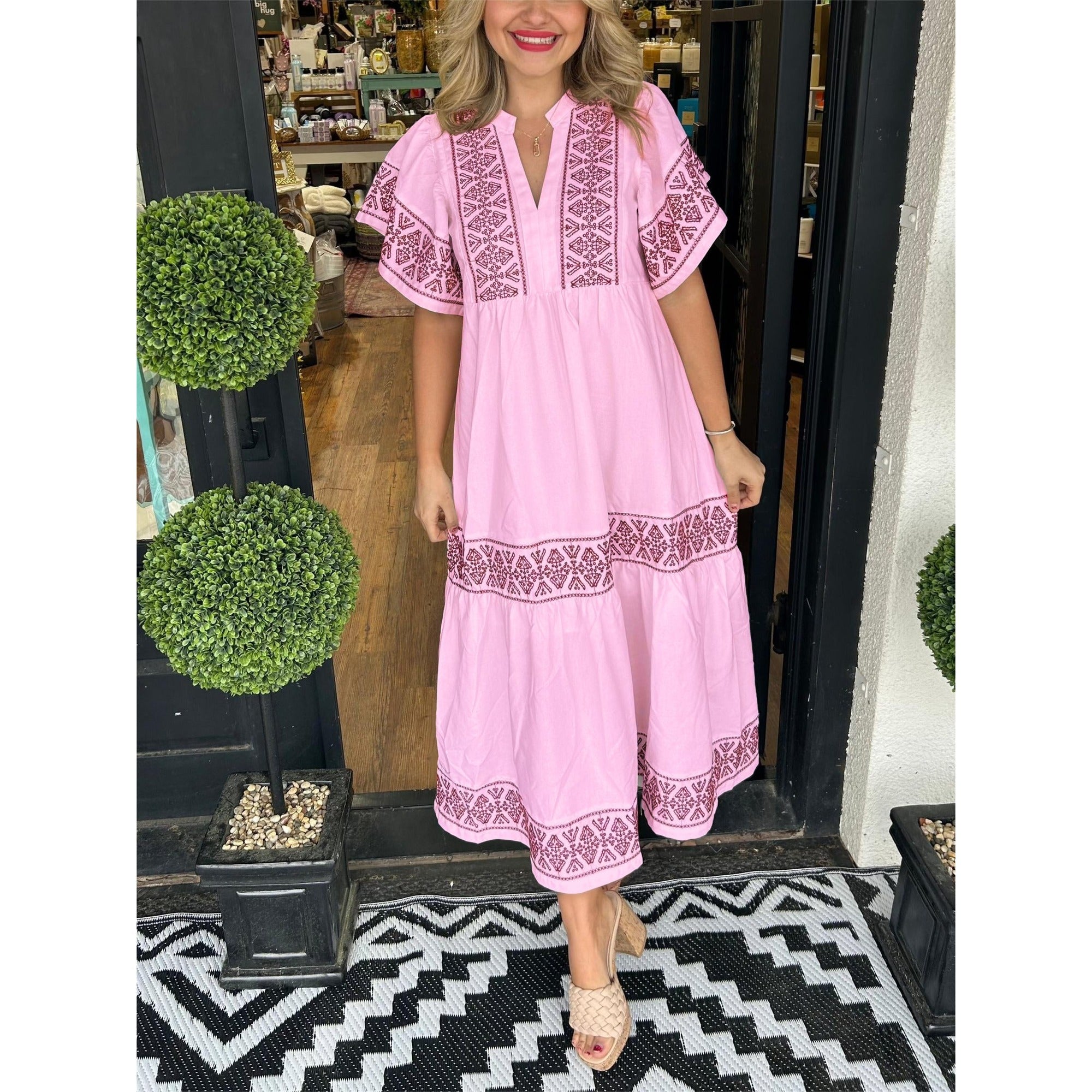 Gracie | Hanna - Elegant Boho Dress - Pink