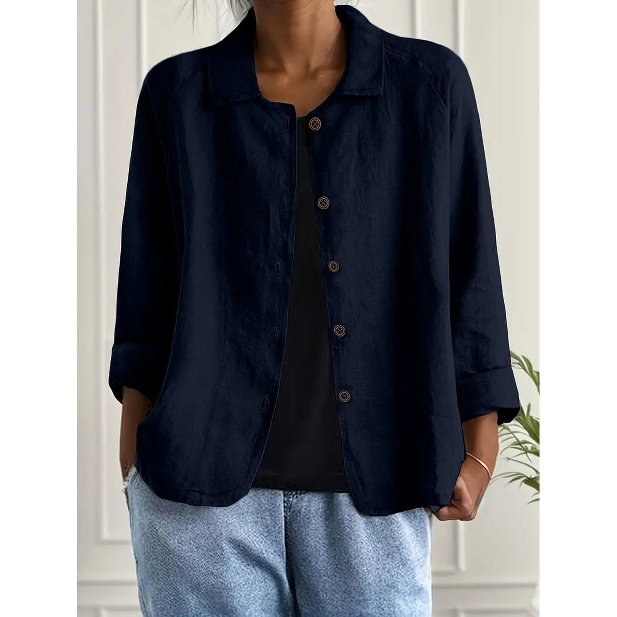 Sofia | Classic Lightweight Everyday Top - Dark Blue