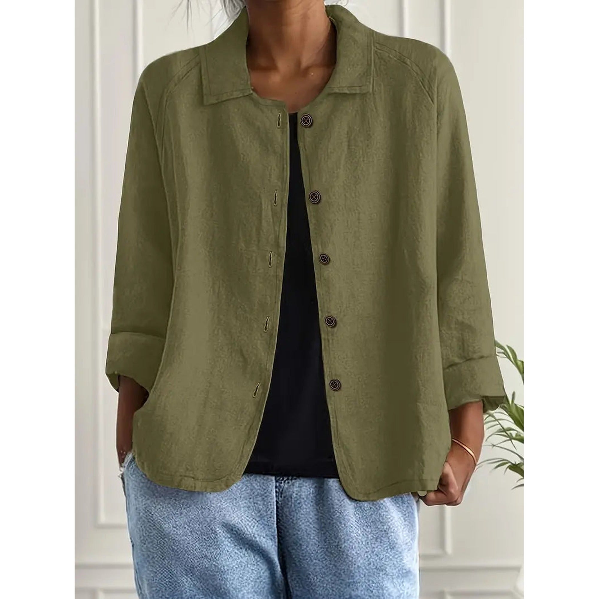 Sofia | Classic Lightweight Everyday Top - Olive Green