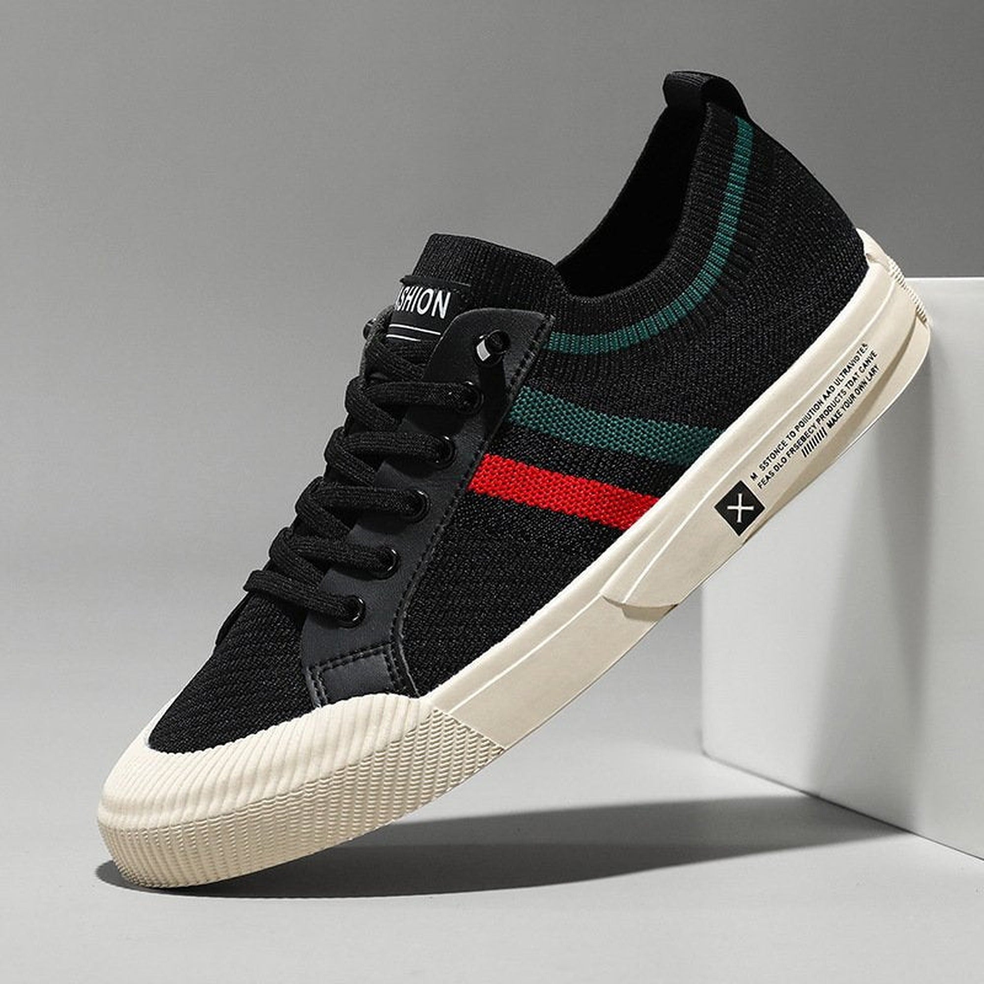 Leo 2 | Men's Knit Sneakers Lightweight Breathable Mesh Lace-Up - Black
