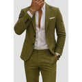 Emma 2 | Heren Blazer Broek Set Met Slim Fit En Zakdetail - Olijfgroen