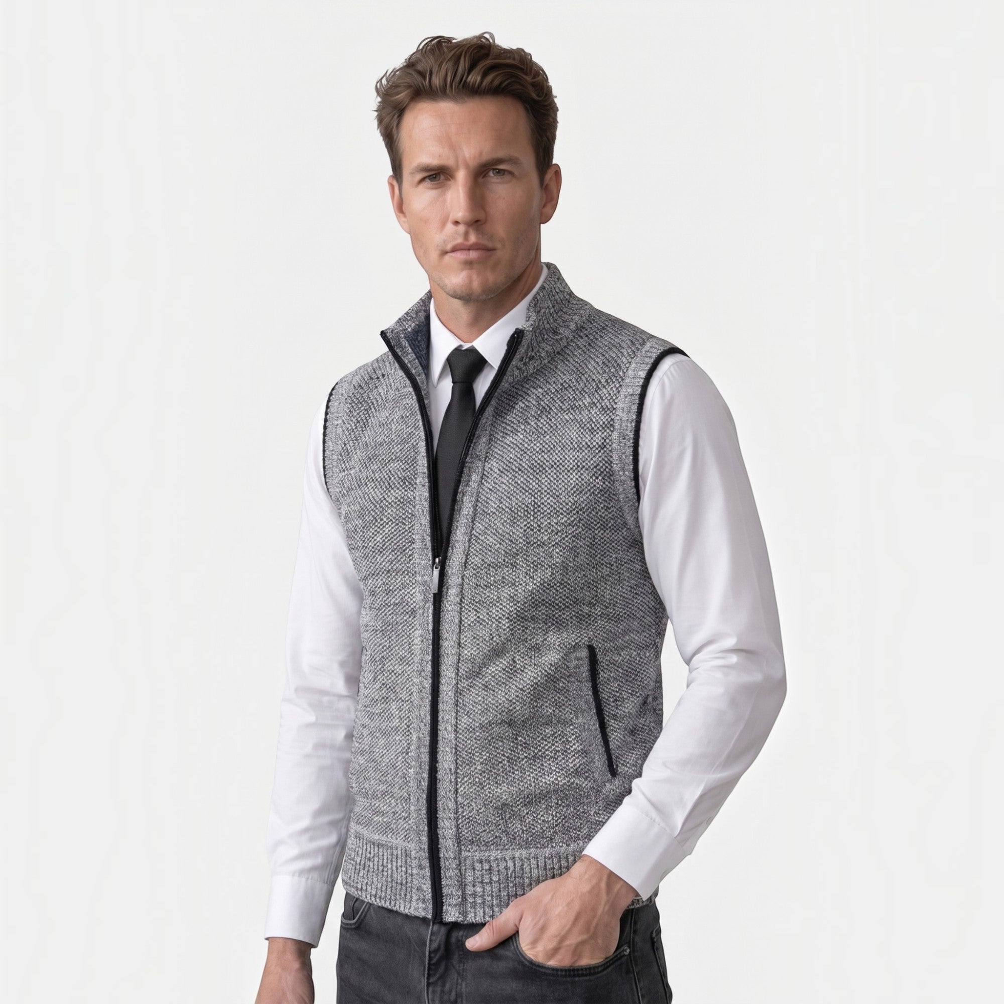 Ellmont London | Sweater Vest Men's Lightweight Full Zip Layering Vest