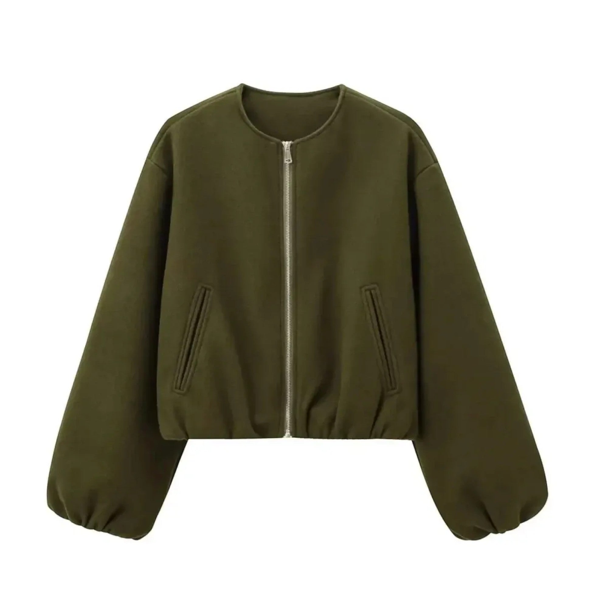 Violet | Women's Cropped Jacket Relaxed Fit Zip-Up Everyday Outerwear