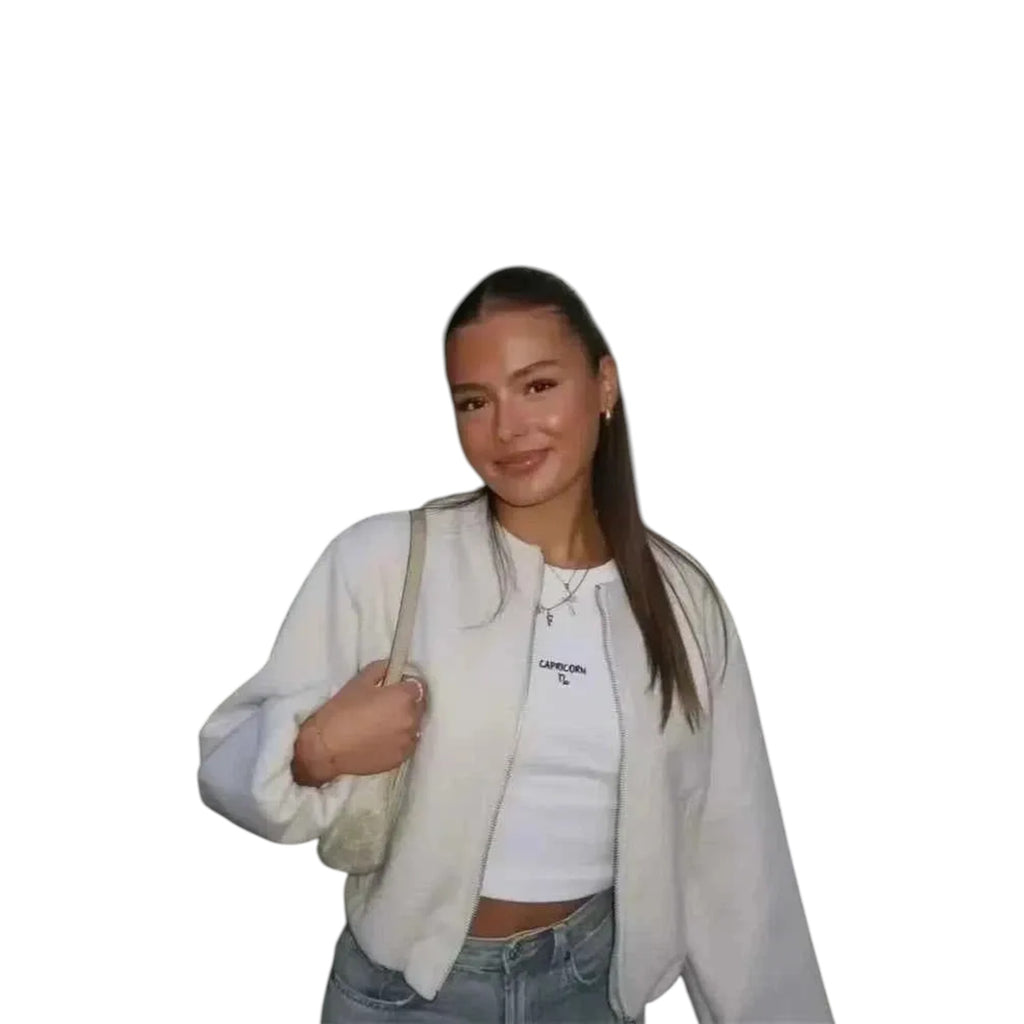 Violet | Women's Cropped Jacket Relaxed Fit Zip-Up Everyday Outerwear