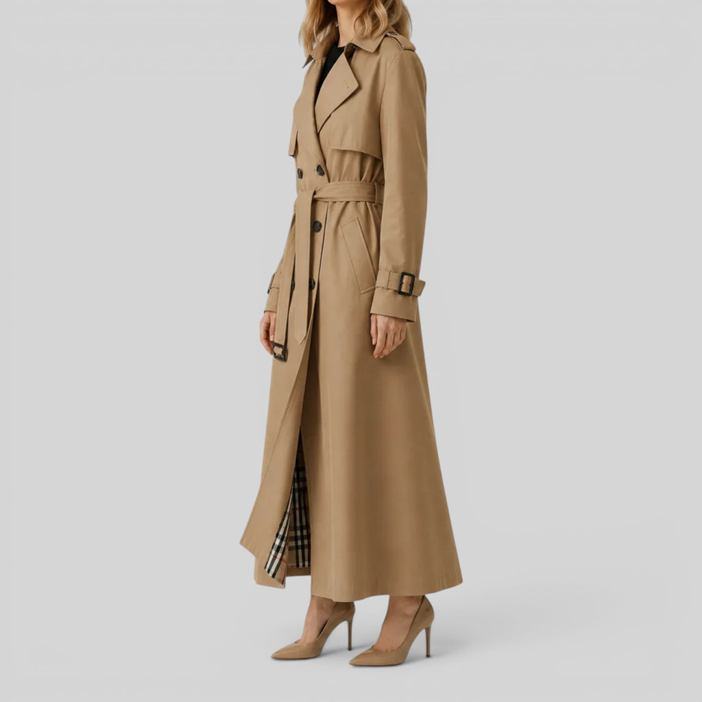 Ellmont London | Women's Trench Coat Classic Belted Longline Outerwear Jacket