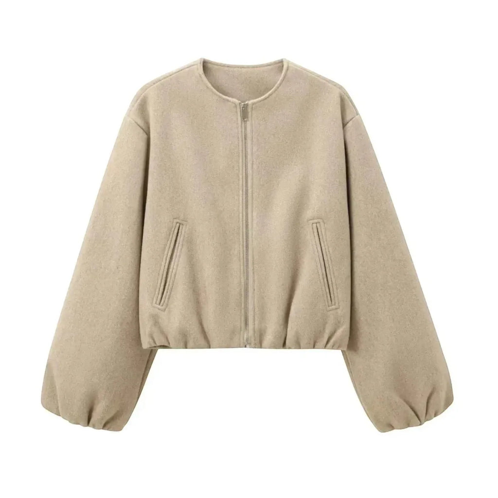 Violet | Women's Cropped Jacket Relaxed Fit Zip-Up Everyday Outerwear