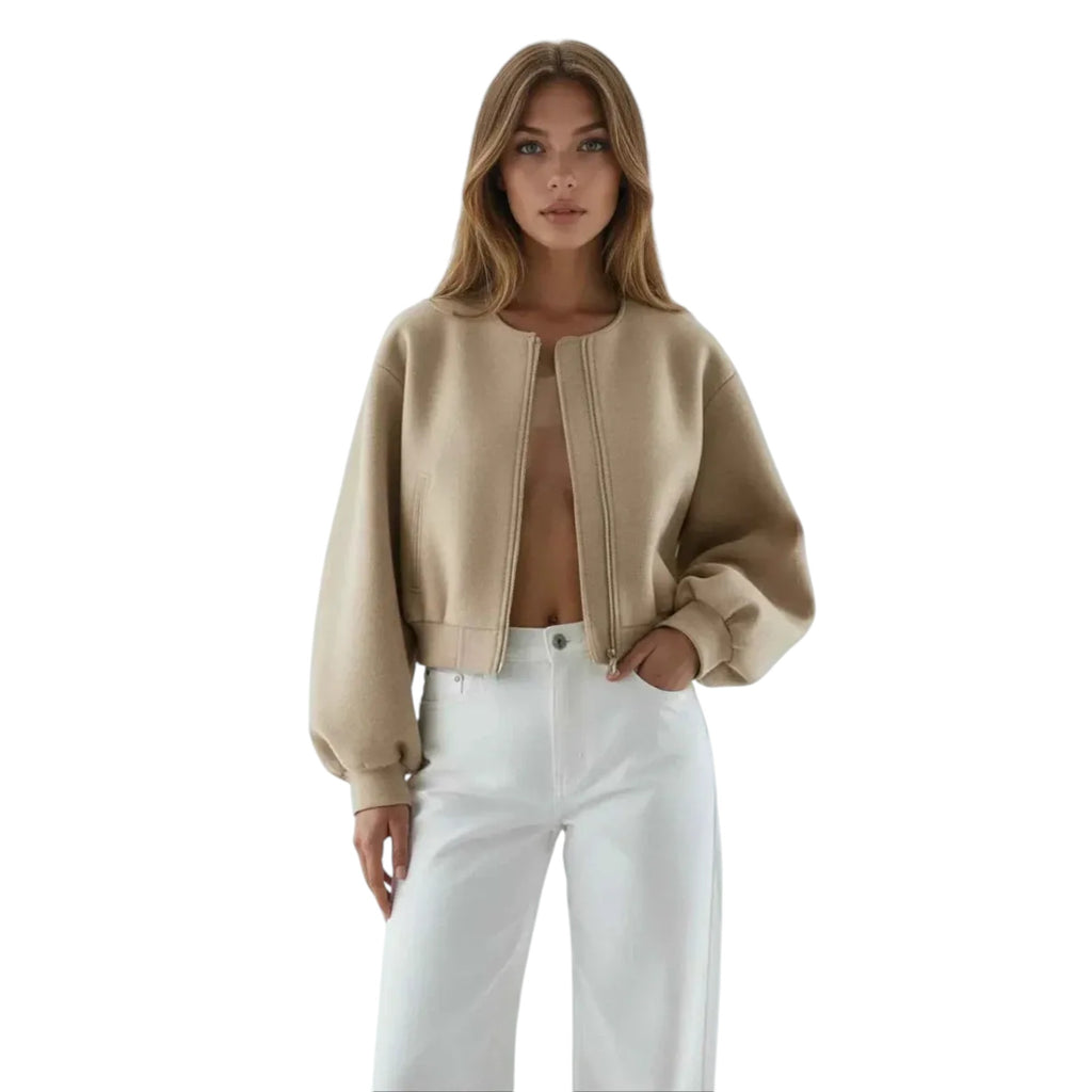 Violet | Women's Cropped Jacket Relaxed Fit Zip-Up Everyday Outerwear