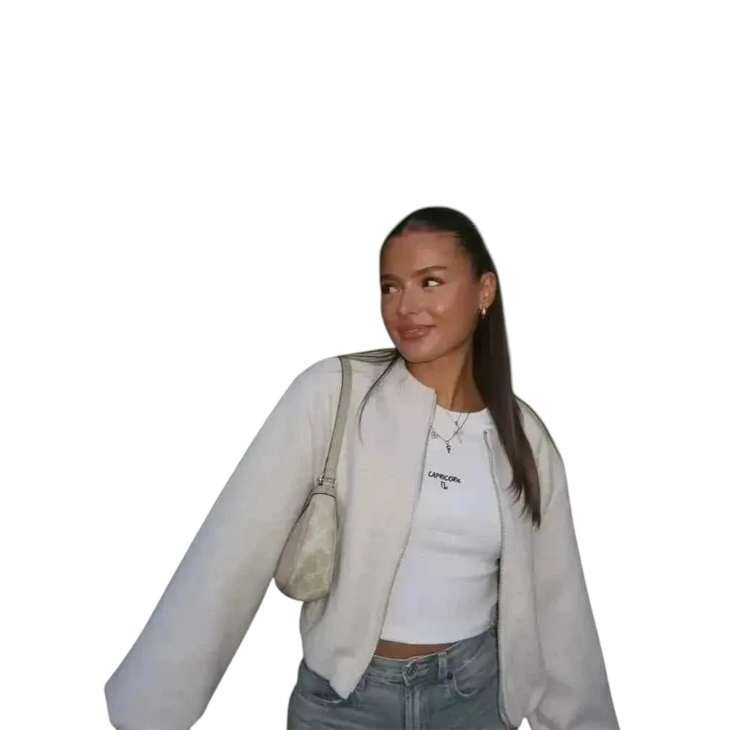 Violet | Women's Cropped Jacket Relaxed Fit Zip-Up Everyday Outerwear
