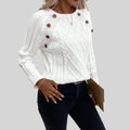 Ellmont London | Women's Square Neck Button Detail Knit Sweater
