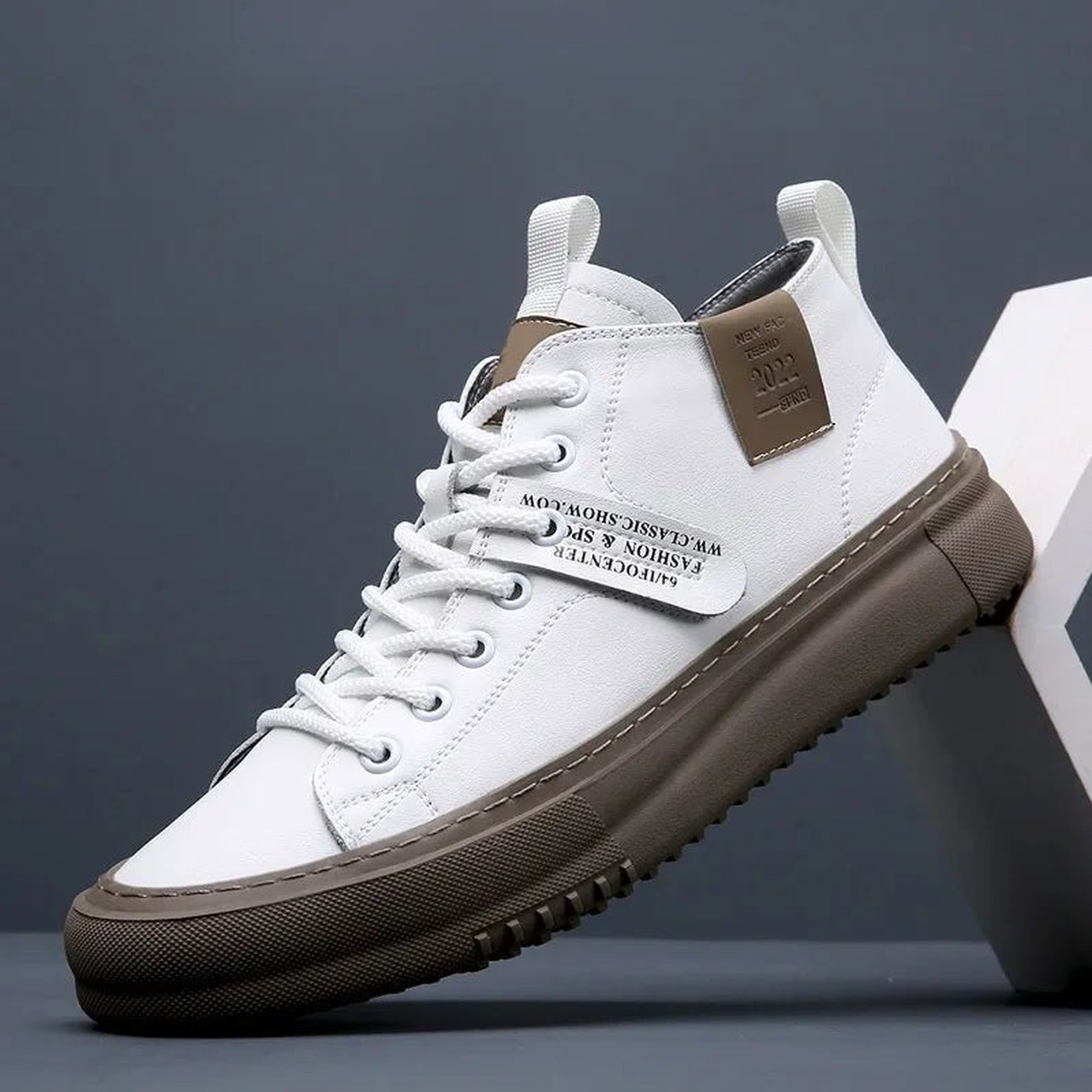 Arthur 2 | Men's Leather Sneakers Lace-Up Casual High-Top - White