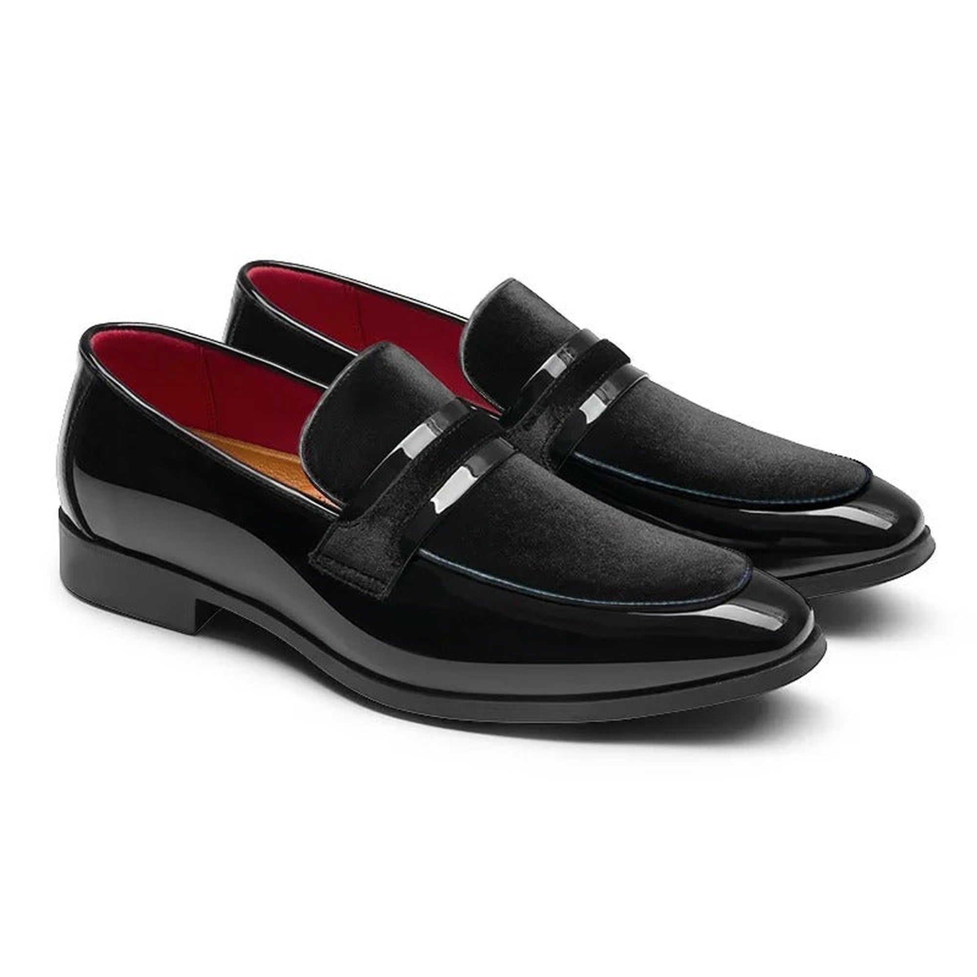 Oliver 2 | Men's Penny Loafers Italian Leather Suede Detail Slip-On - Black