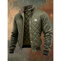 Adrian | Men's Quilted Jacket Stand Collar Snap Button Bomber - Green