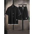 Dean 2 | Men's Waffle Tee And Shorts Set - Black