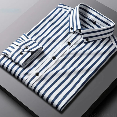 Aaron | Relaxed Striped Cotton Shirt - Blue