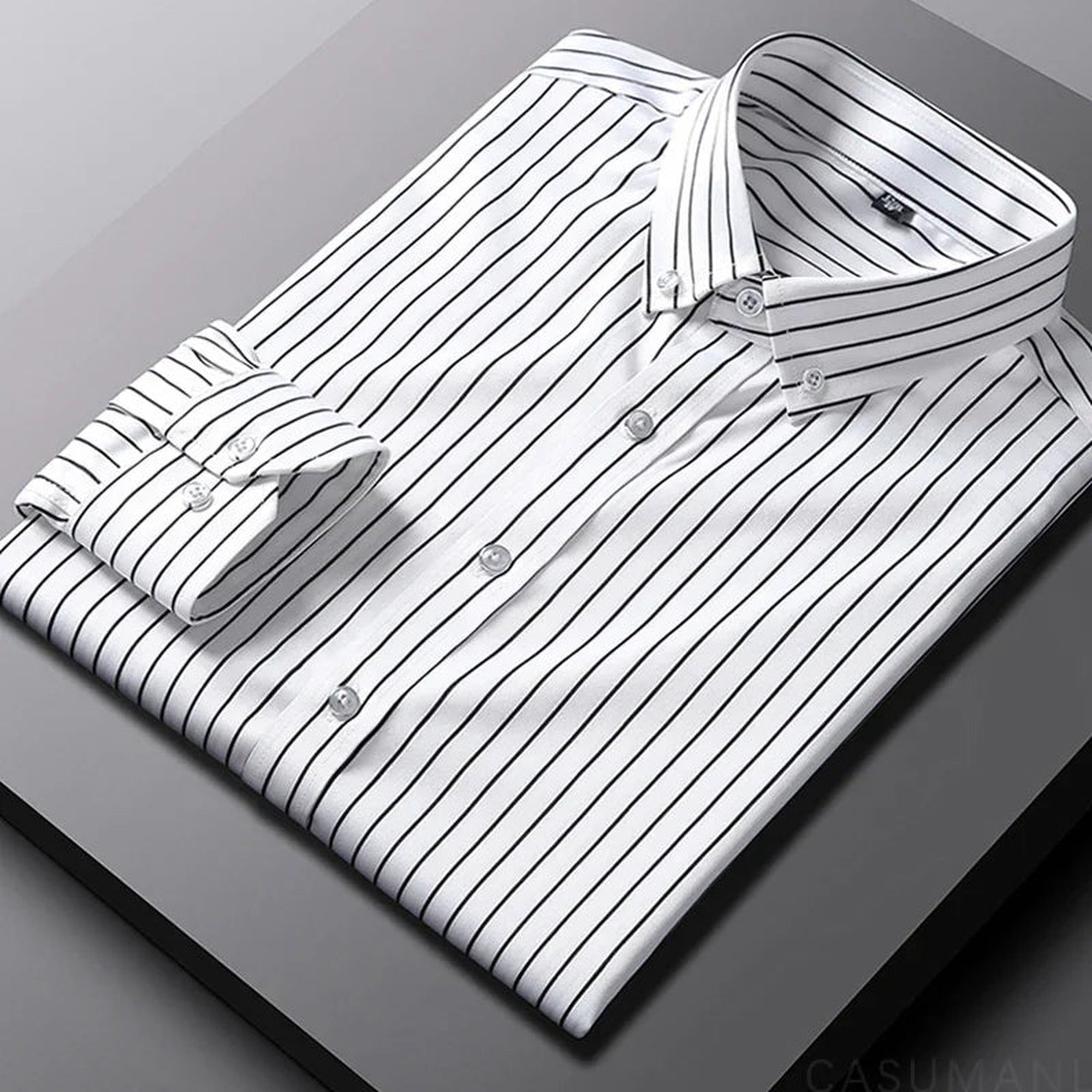 Aaron | Relaxed Striped Cotton Shirt - White