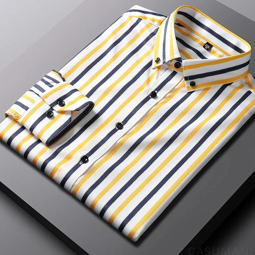 Aaron | Relaxed Striped Cotton Shirt - Yellow
