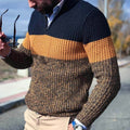 Hugo 2 | Men's Quarter Zip Colorblock Waffle Sweater - Orange