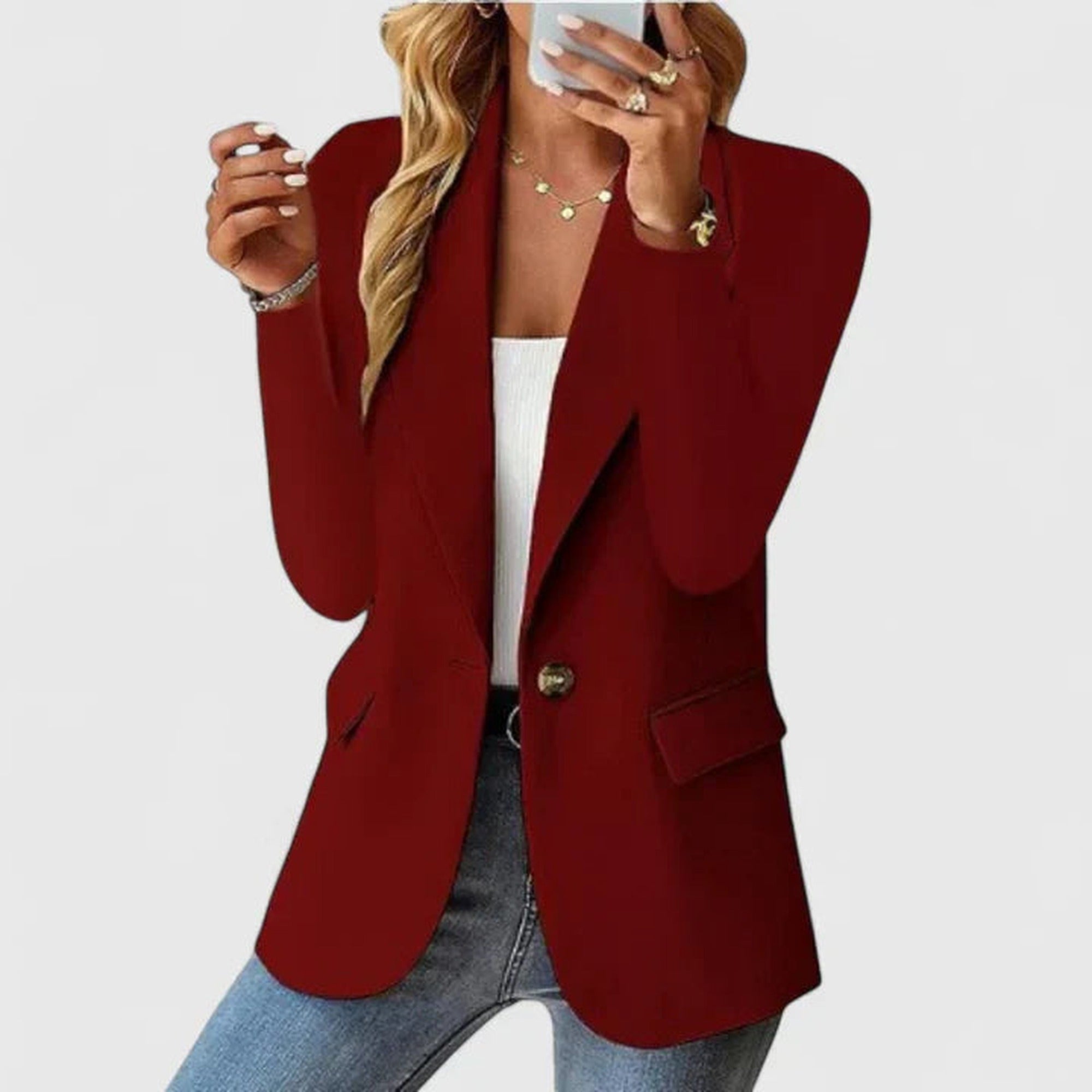 Alice | Elegant Blazer - Wine Red