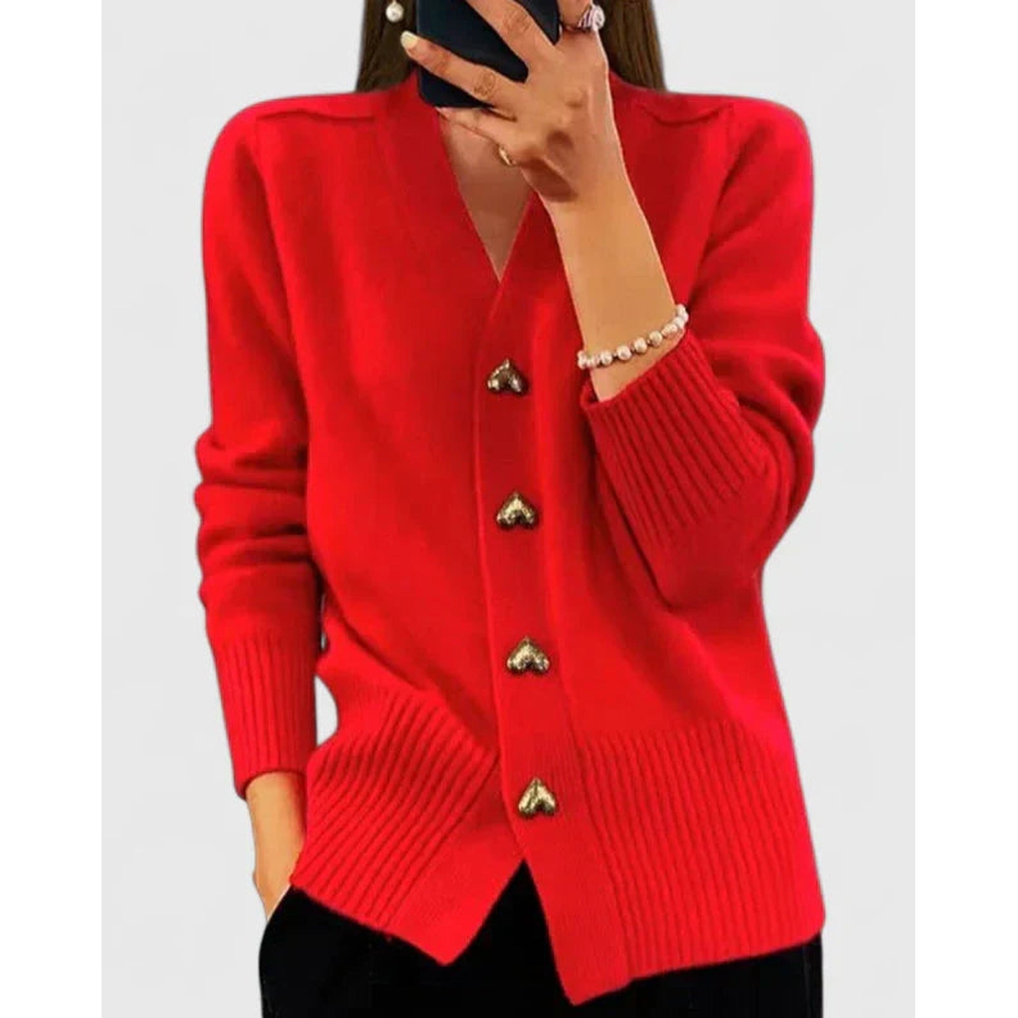 Sofia | Elegant Cardigan - Red
