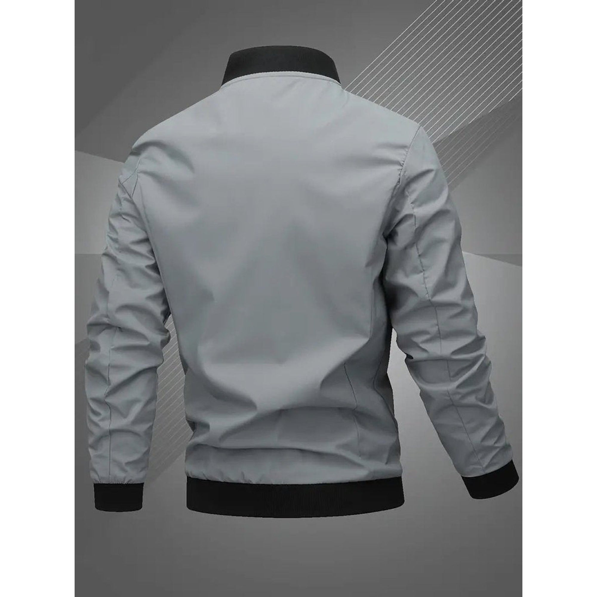 Evan | Men's Casual Zip-Up Polyester Bomber Jacket Baseball Collar - Space Gray