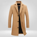 Liam | Men's Single-Breasted Wool Coat Long Notch Lapel Overcoat - Camel