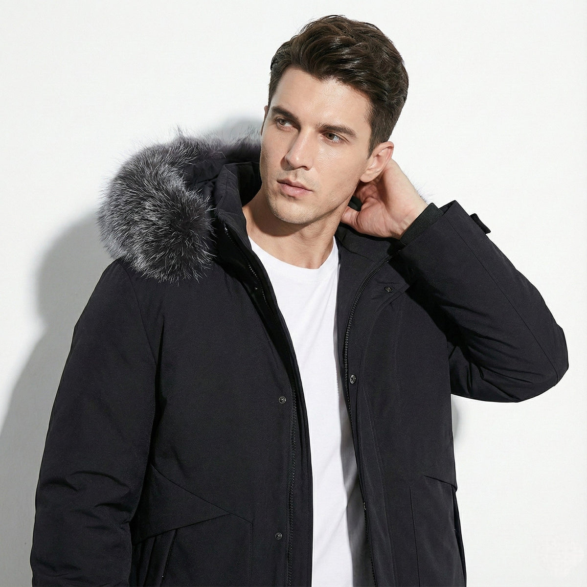 Men's Water-Repellent Winter Parka Jacket with Hood