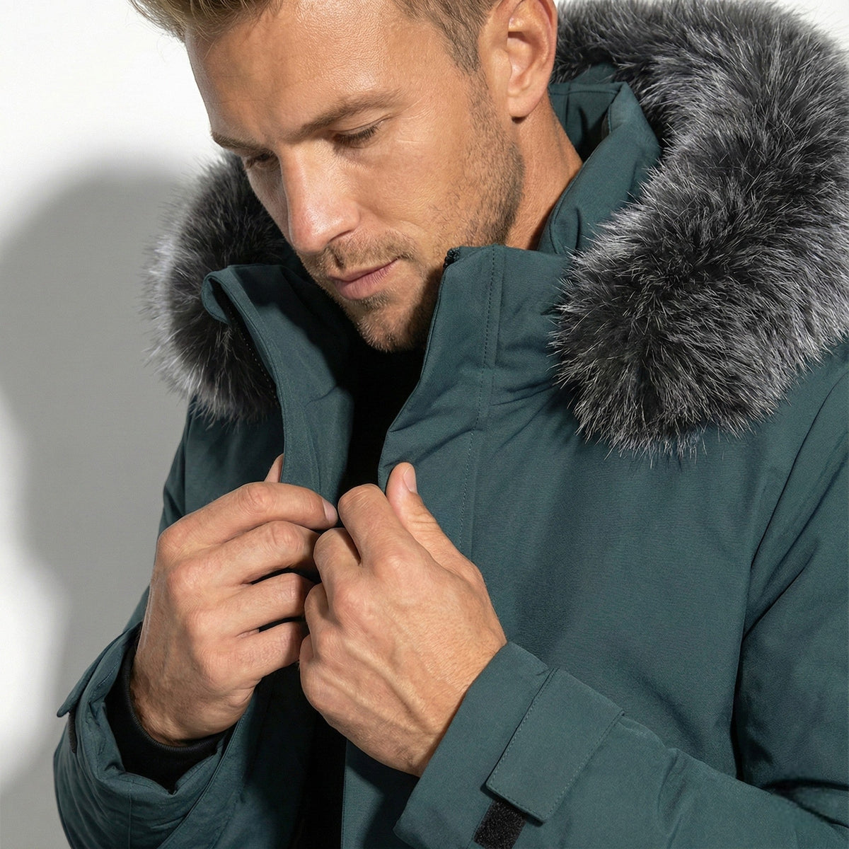Men's Water-Repellent Winter Parka Jacket with Hood