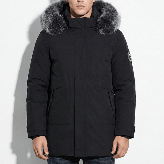 Men's Water-Repellent Winter Parka Jacket with Hood