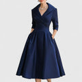 Yolanda | Marley Quinn | Elegant Midi Dress - Navy Blue (Almost Sold Out)