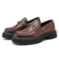 Nicholas | Men's Leather Loafers Business Dress Shoes Platform Sole - Brown