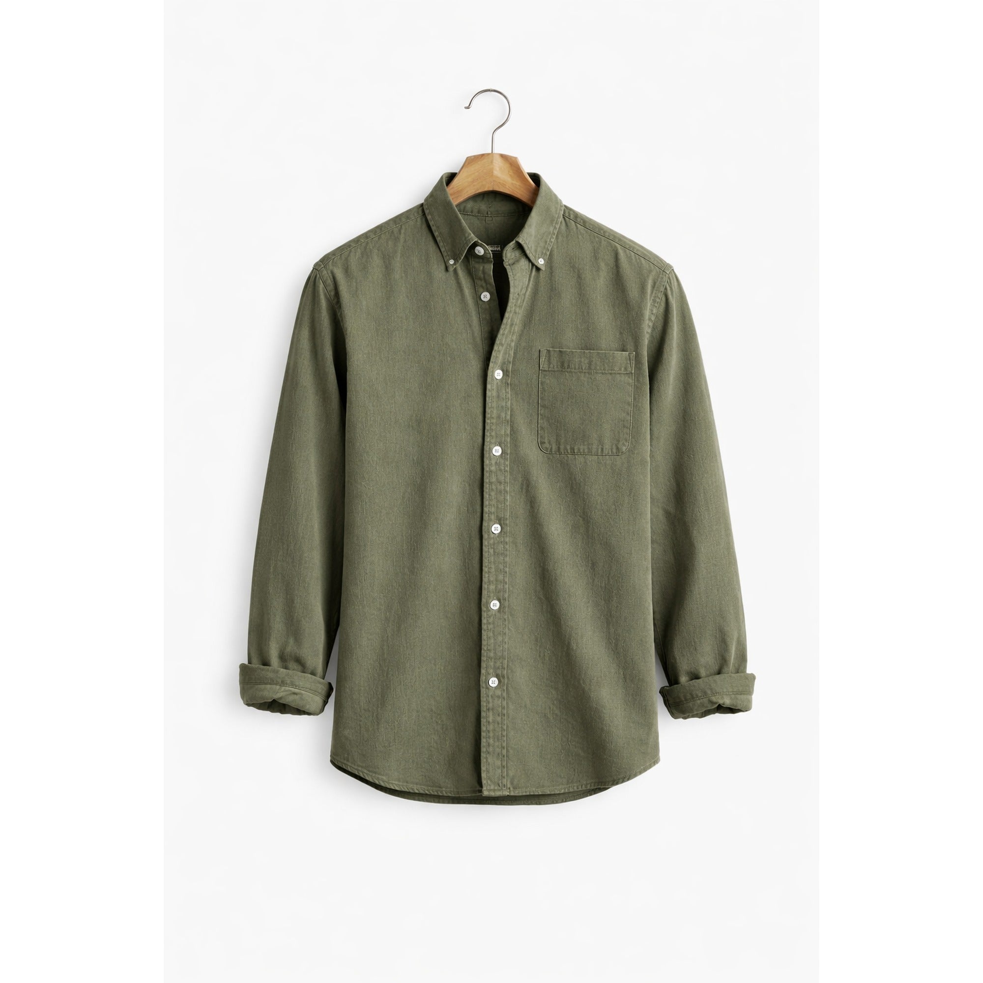 Miles | Men's Chambray Shirt Relaxed Fit - Army Green
