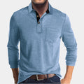 Felix | Men's Long Sleeve Polo Shirt with Chest Pocket - Blue