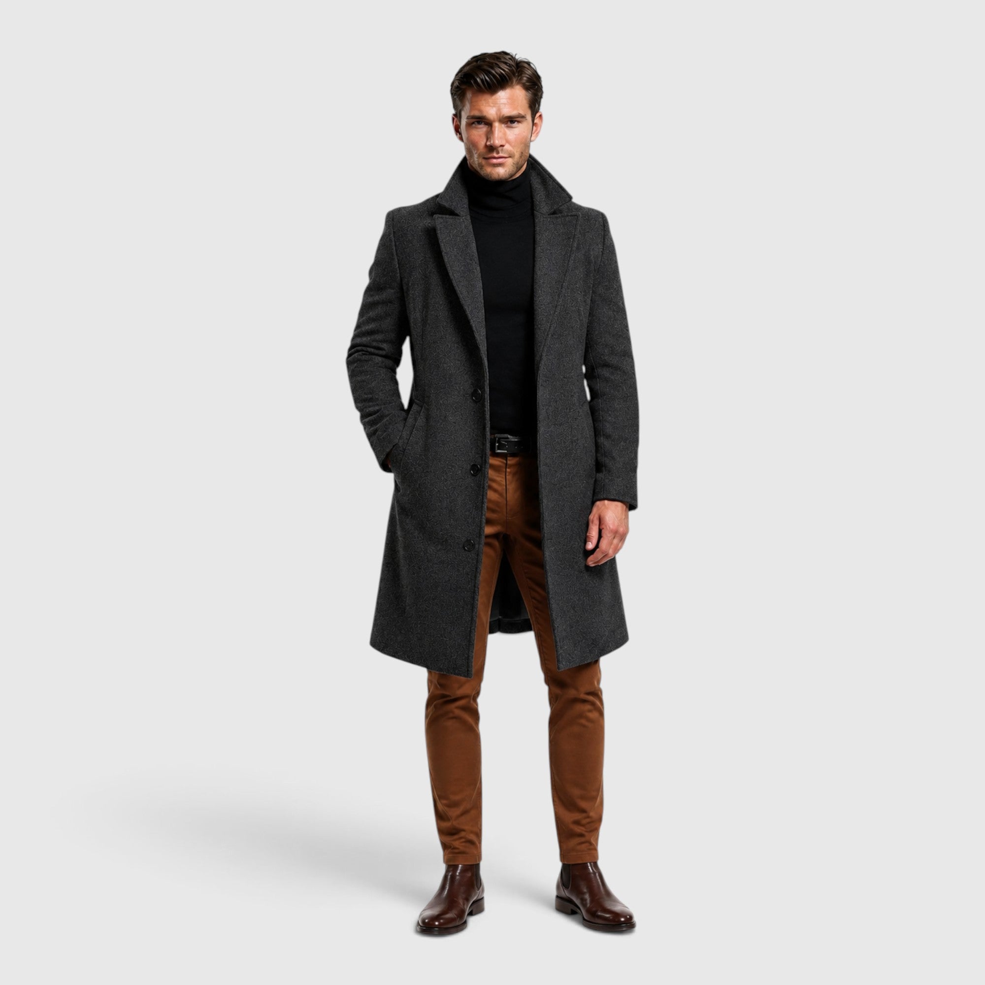 Quentin | Men's Wool Coat Elegant Warm Long Coat for Cold Weather