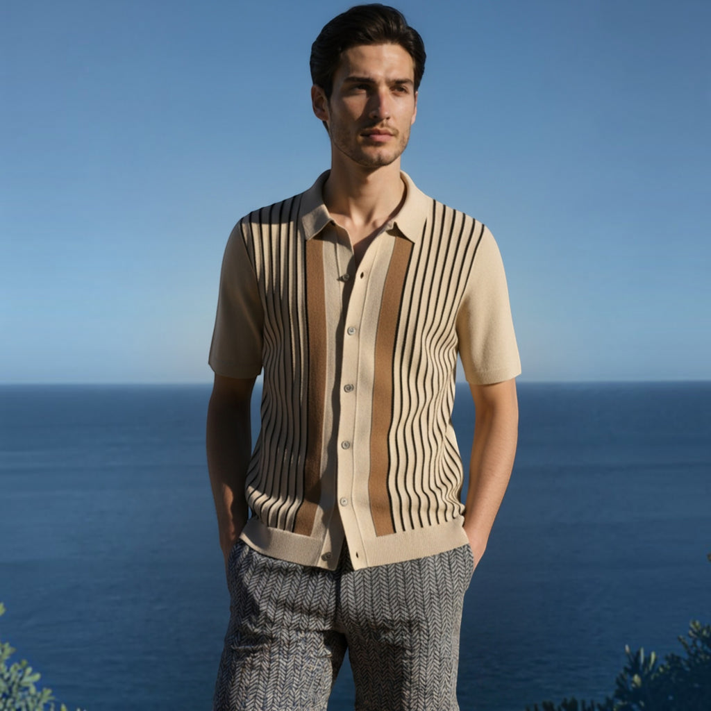 Ellmont London | Men's Striped Polo Shirt – Premium Knit Summer Top