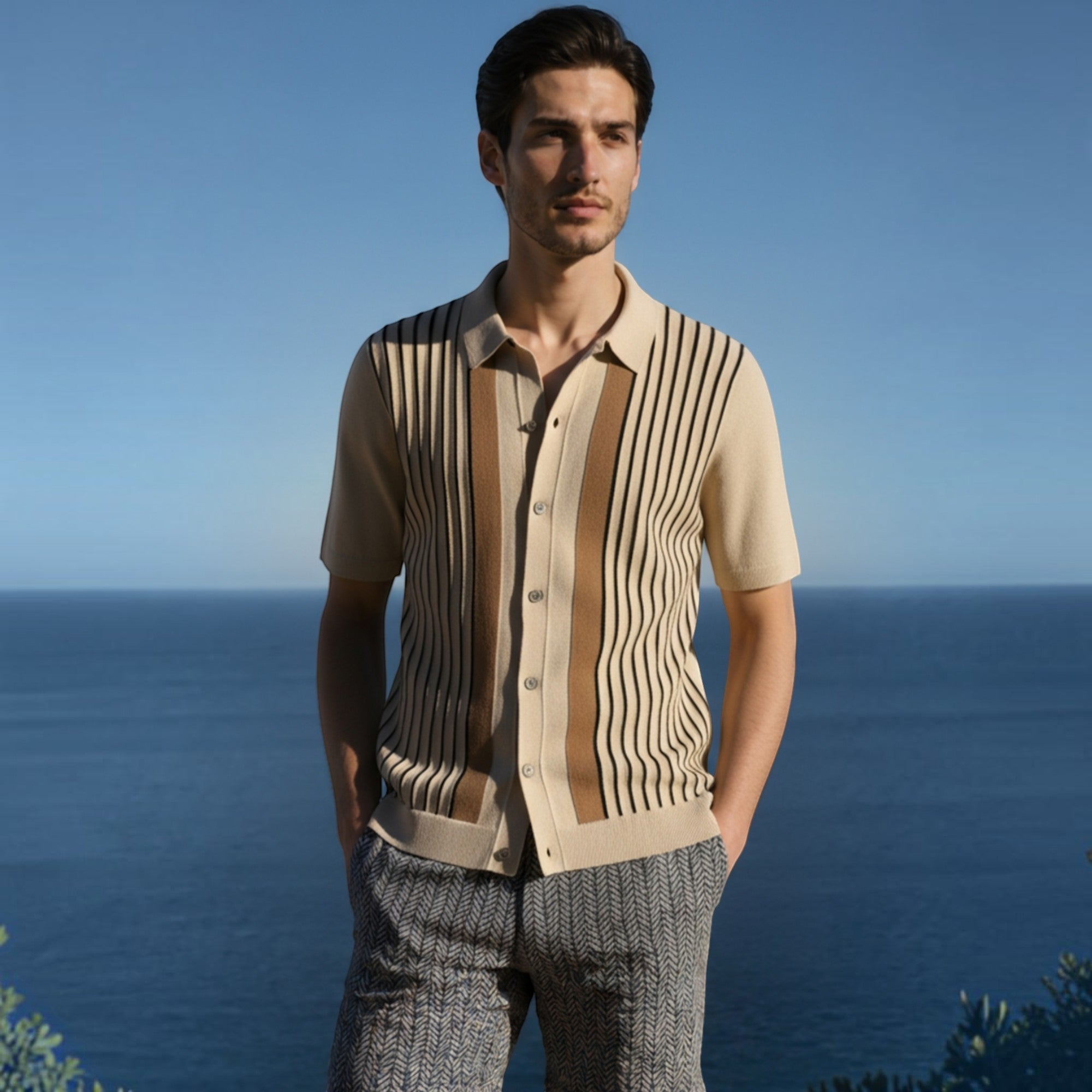Ellmont London | Men's Striped Polo Shirt – Premium Knit Summer Top