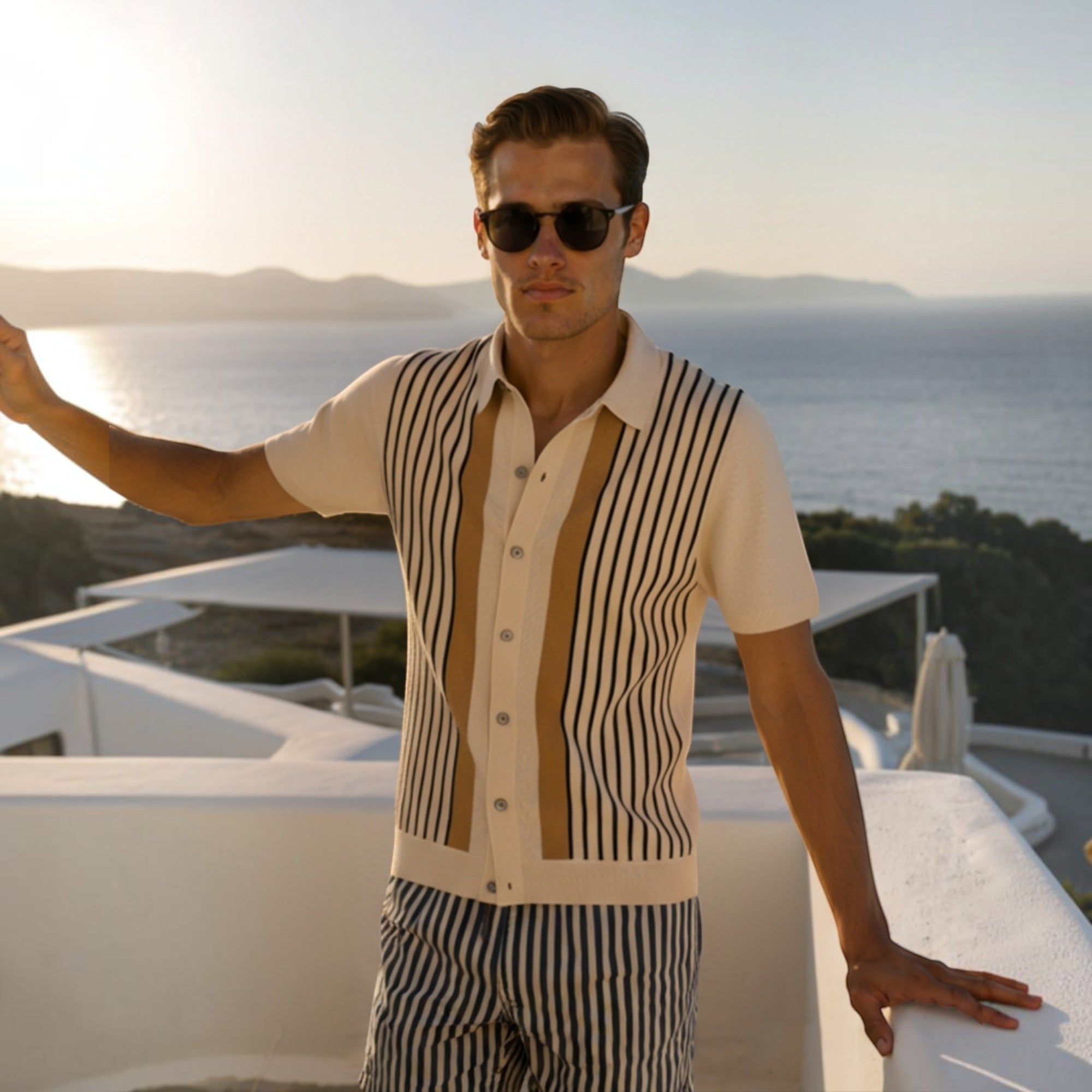 Ellmont London | Men's Striped Polo Shirt – Premium Knit Summer Top